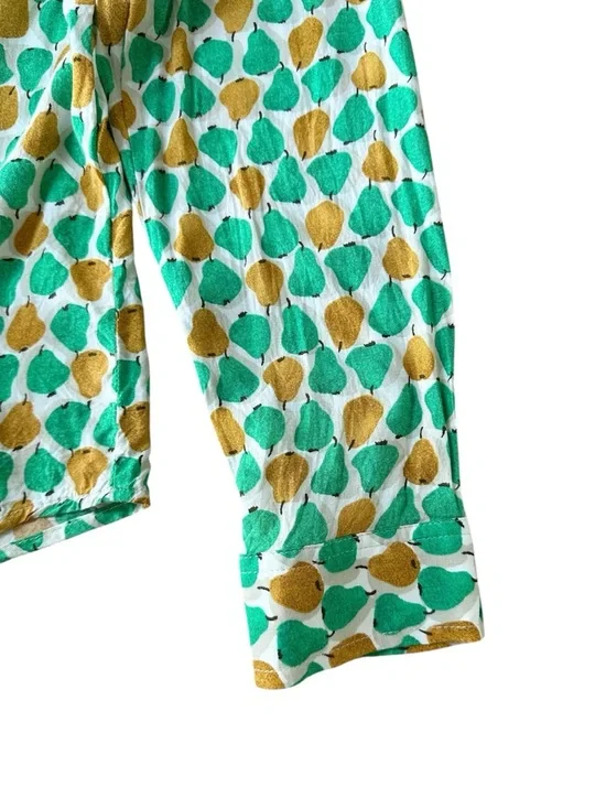 Anthropologie Conversations Pear Print Button Up Shirt Size 10 - Picture 6 of 12